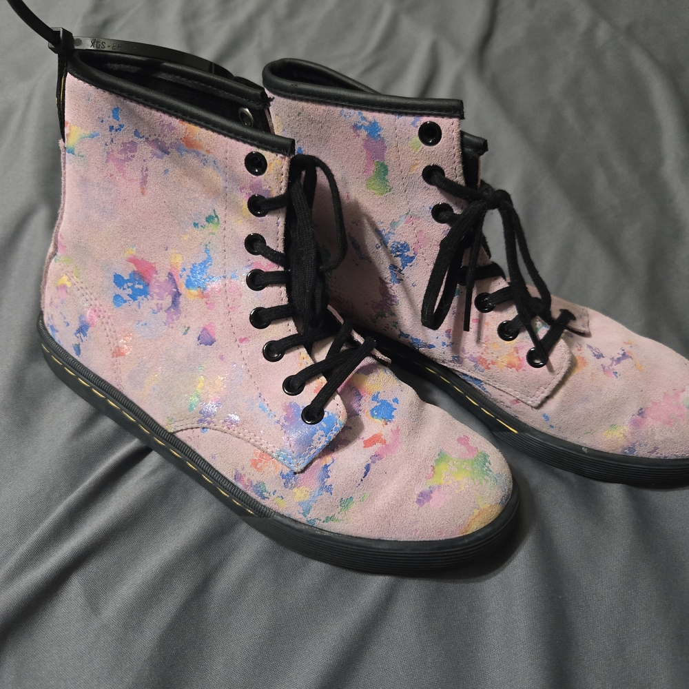 Dr. Martens Sheridan Women's Confetti Suede Casual Boots Size 7 Pink Multicolor